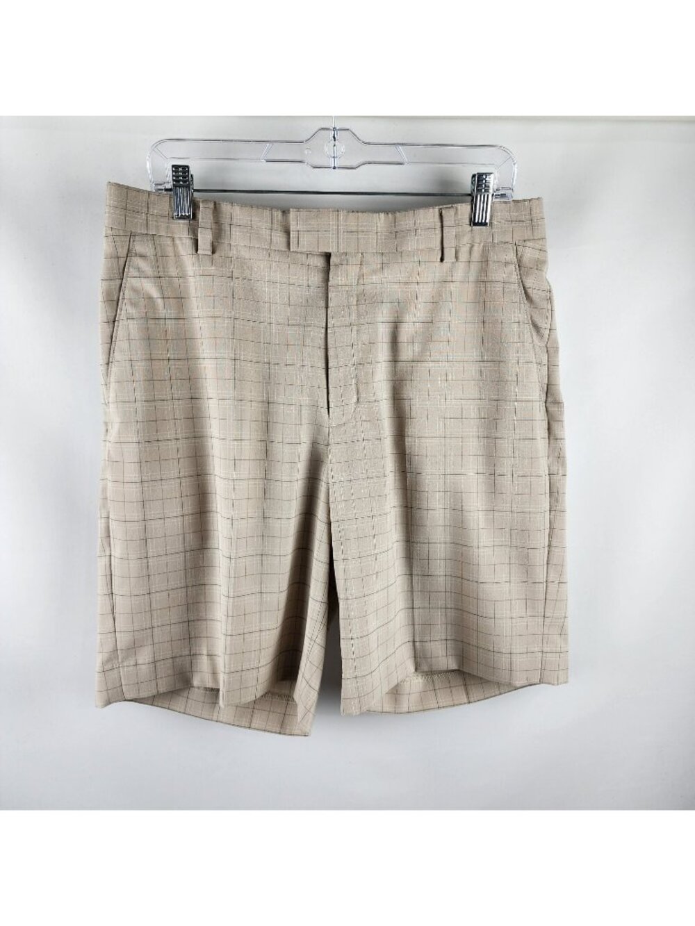 Tiger Woods Collection Shorts Mens 34x9.5 Beige Multi Plaid Golf Shorts